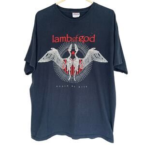 VINTAGE Y2K LAMB OF GOD BAND TEE SHIRT SIZE XL AGAIN WE RISE CLEAN